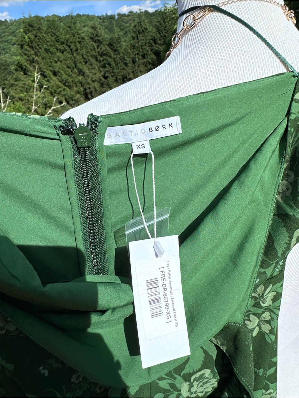 NWT! Baltic Born Freya Emerald Floral Halter-Neck Jumpsuit - Picture 4 of 5
